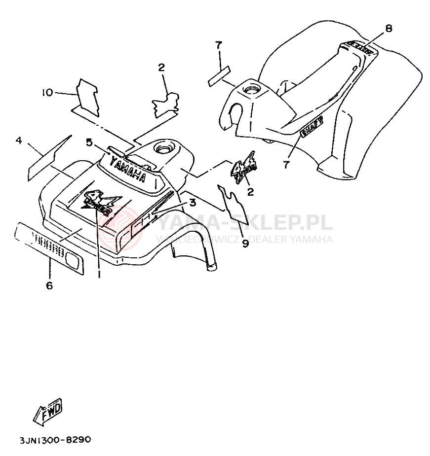 Schemat "naklejki" do Yamaha YF60