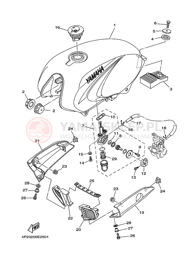 Schemat "zbiornik paliwa" do Yamaha YBR125E