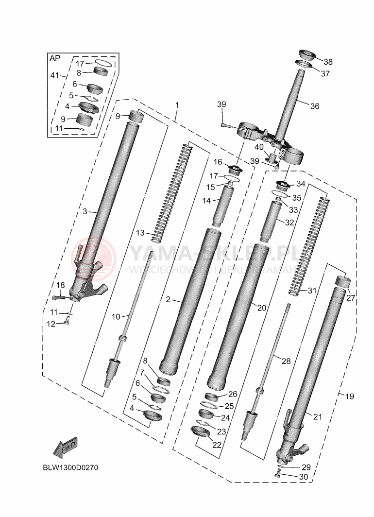 Schemat "Amortyzatory przód" do Yamaha MT-07 Y-AMT