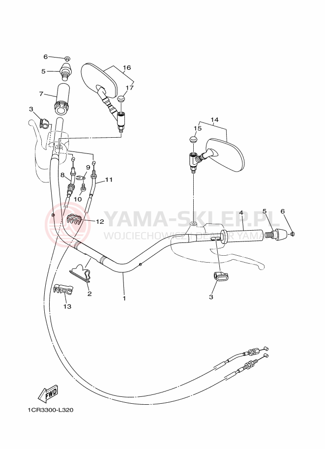 Schemat "Kierownica i osprzęt" do Yamaha XV1900A