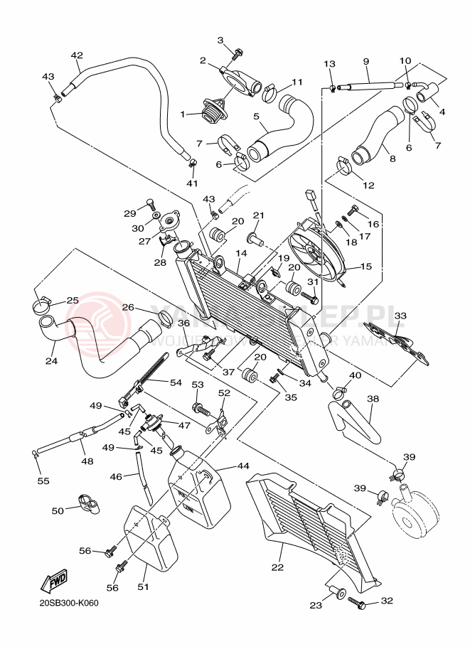 Schemat "Układ chlodzenia" do Yamaha XJ6N