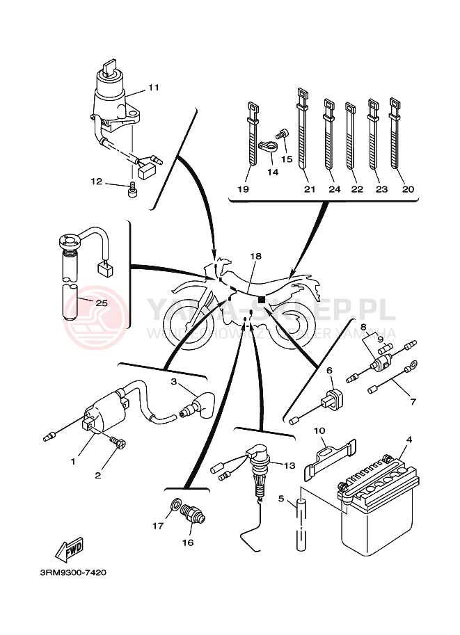 Schemat "układ elektryczny" do Yamaha DT125R