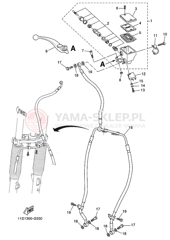 Schemat "Pompa hamulcowa przednia" do Yamaha TENERE