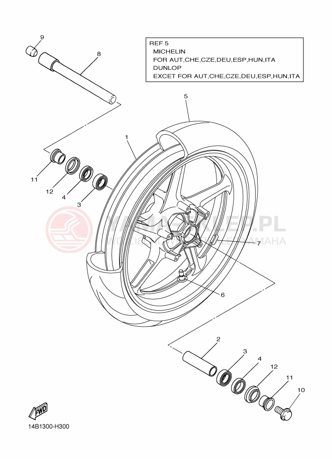 Schemat "Koło przód" do Yamaha YZF-R1