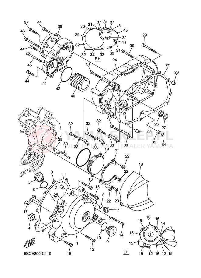 Schemat "Pokrywa silnika" do Yamaha XVS650A DRAGSTAR CLASSIC