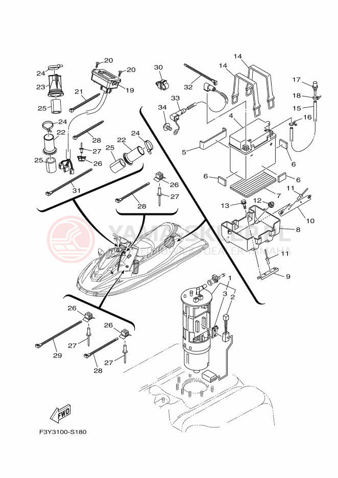 Schemat "układ elektryczny" do Yamaha EX SPORT