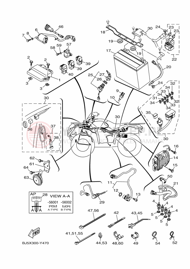 Schemat "układ elektryczny" do Yamaha KODIAK 450