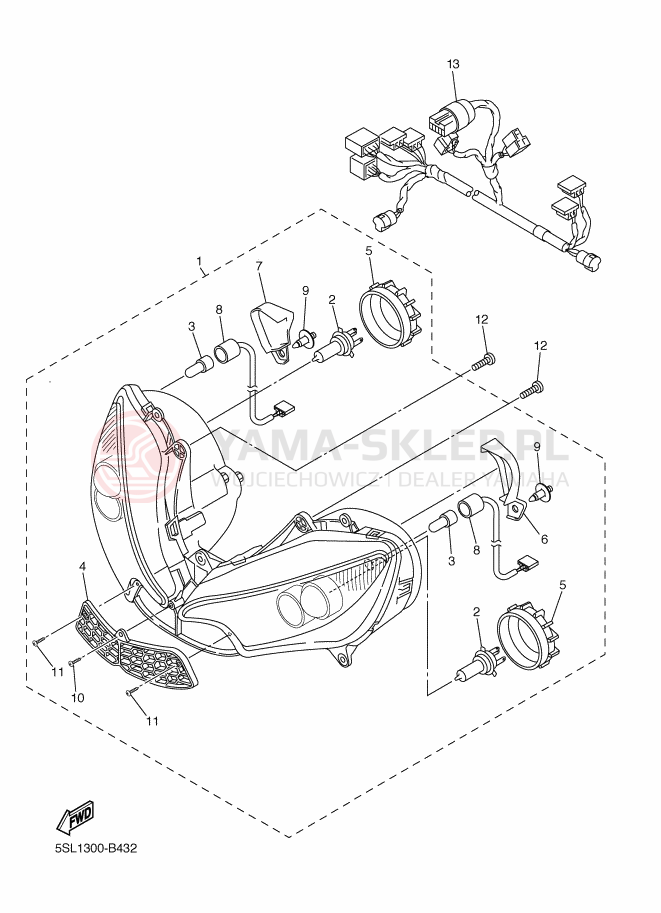 Schemat "Lampa przód" do Yamaha YZF-R6