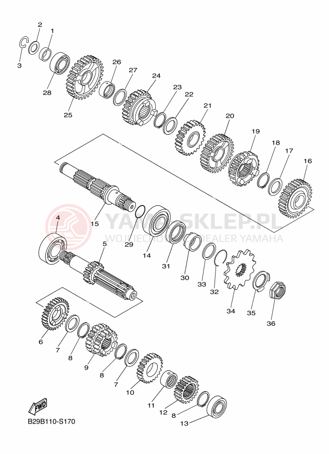 Schemat "Skrzynia biegów " do Yamaha WR250F