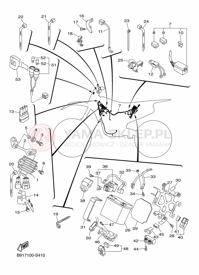 Schemat "układ elektryczny" do Yamaha YZ450FX