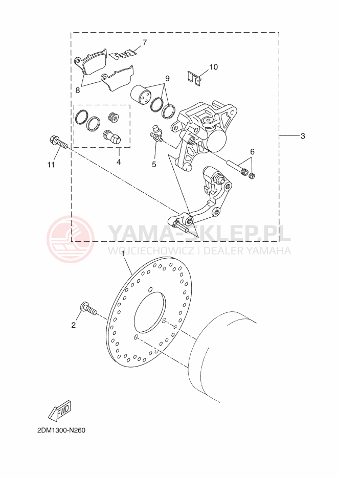 Schemat "Zacisk hamulcowy tylny" do Yamaha X-MAX 250