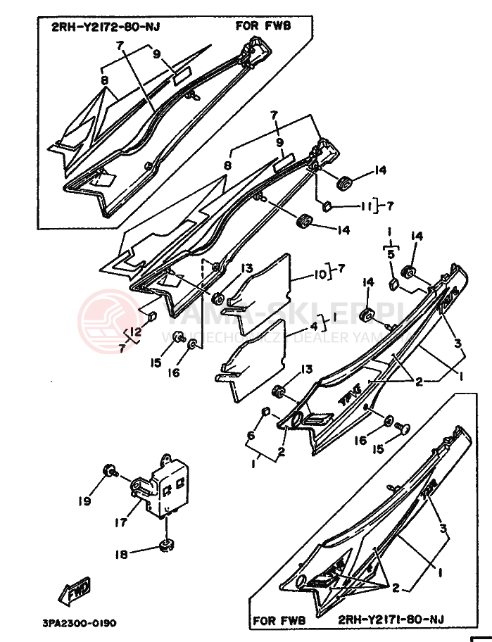 Schemat "POKRYWA BOCZNA I ZBIORNIK OLEJU" do Yamaha TZR125