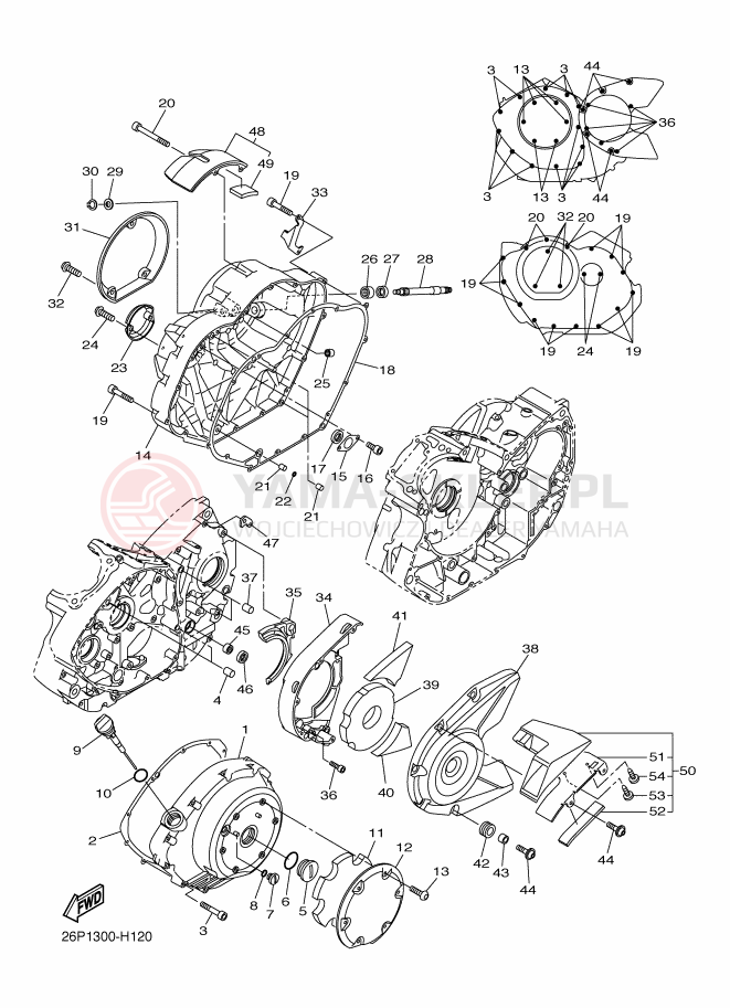 Schemat "Pokrywa silnika" do Yamaha XVS950A