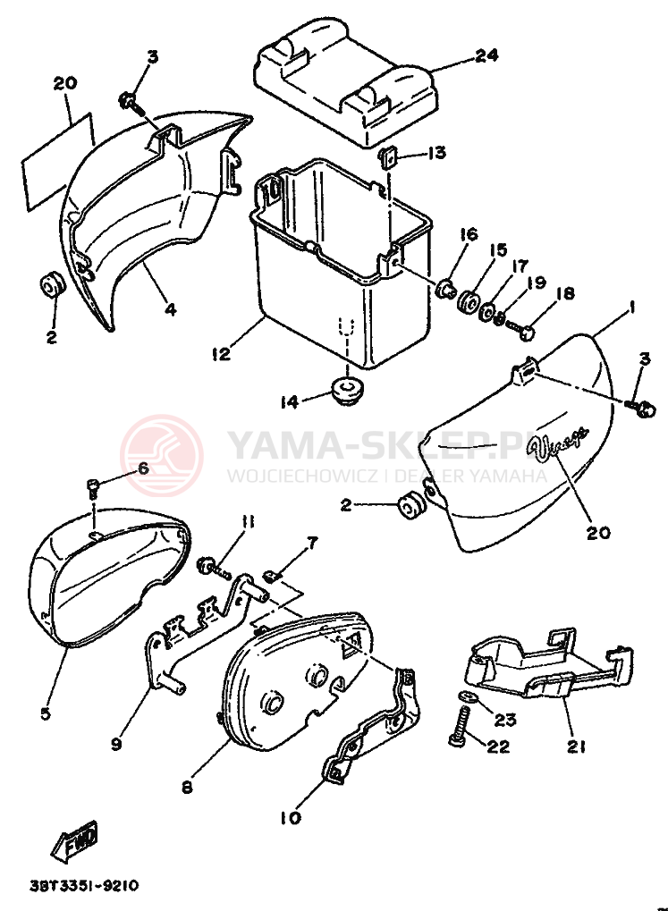 Schemat "POKRYWA BOCZNA I ZBIORNIK OLEJU" do Yamaha XV535 VIRAGO