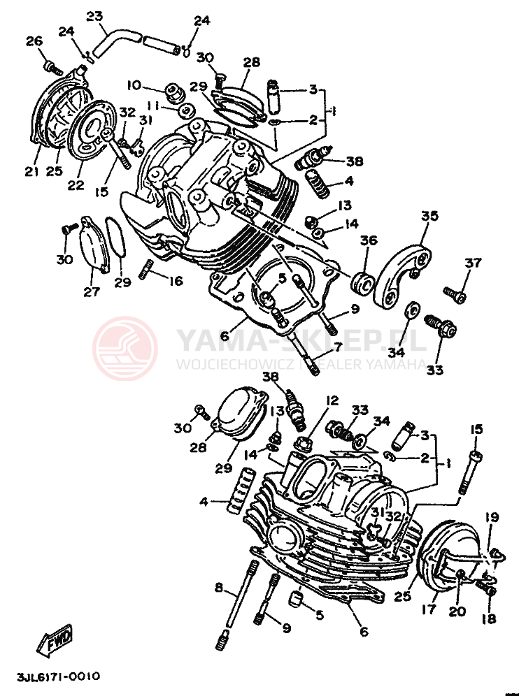 Schemat "głowica" do Yamaha XV750 VIRAGO