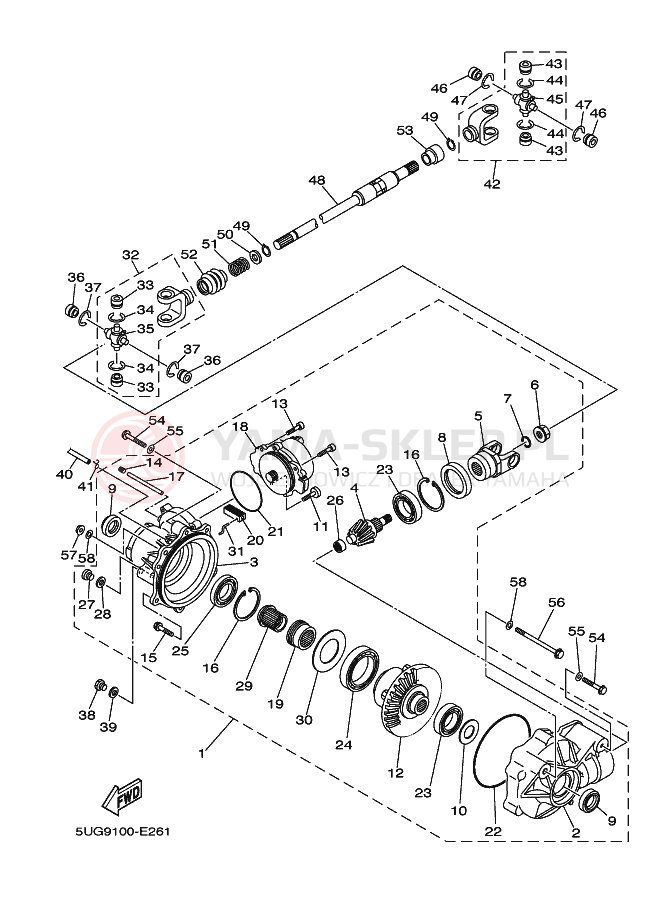 Schemat "Wał napędowy przód" do Yamaha RHINO