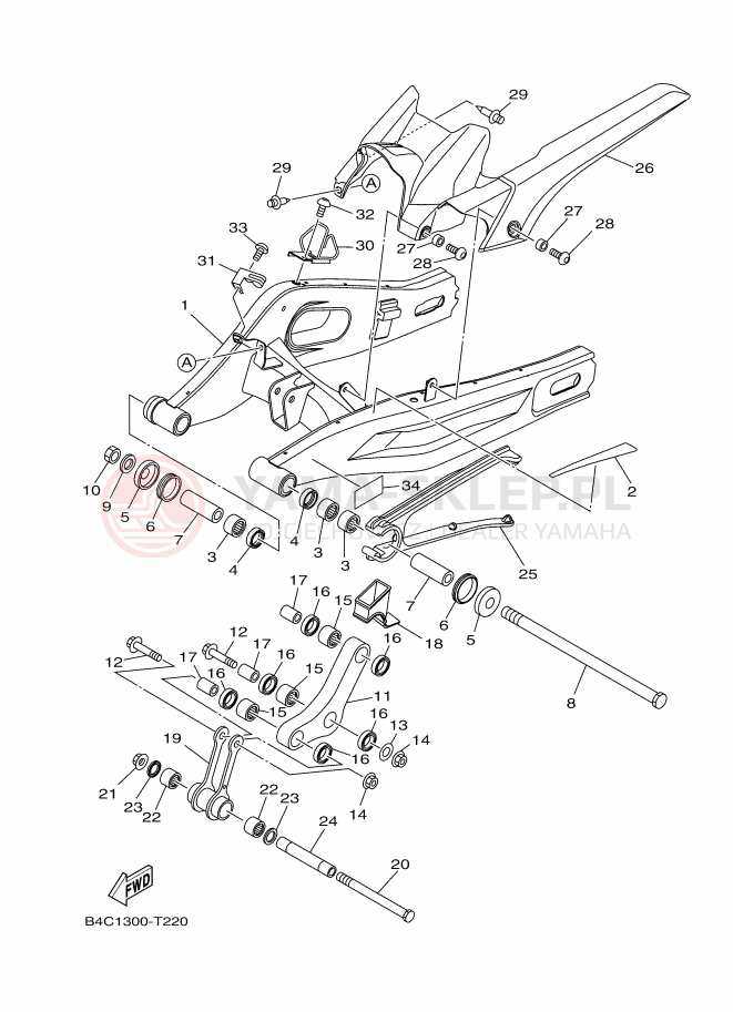 Schemat "wahacz" do Yamaha MT-07 ABS