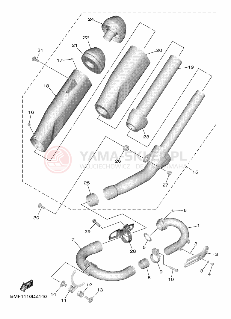 Schemat "Wydech końcowy" do Yamaha YZ250F