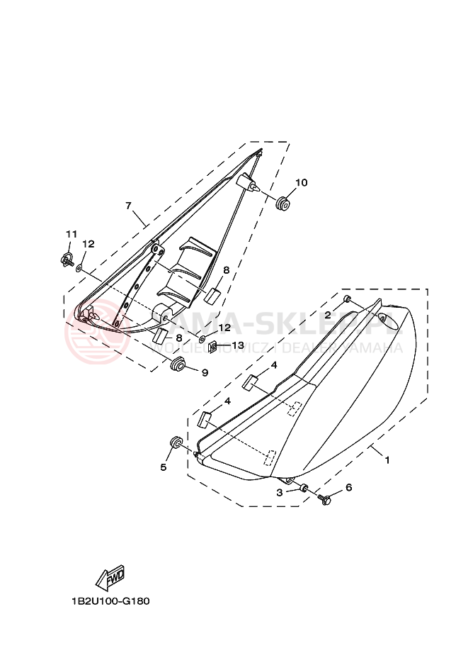 Schemat "Pokrywa boczna" do Yamaha TT-R125LW