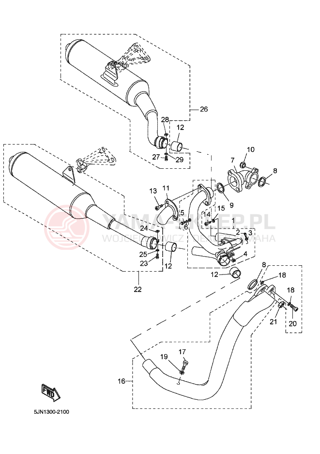 Schemat "Wydech końcowy" do Yamaha BT1100