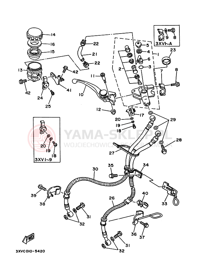 Schemat "Pompa hamulcowa przednia" do Yamaha TZR250RS
