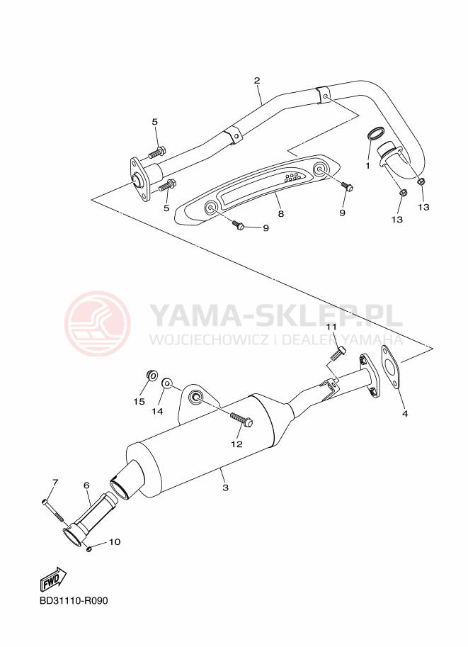 Schemat "Wydech końcowy" do Yamaha YFM90R