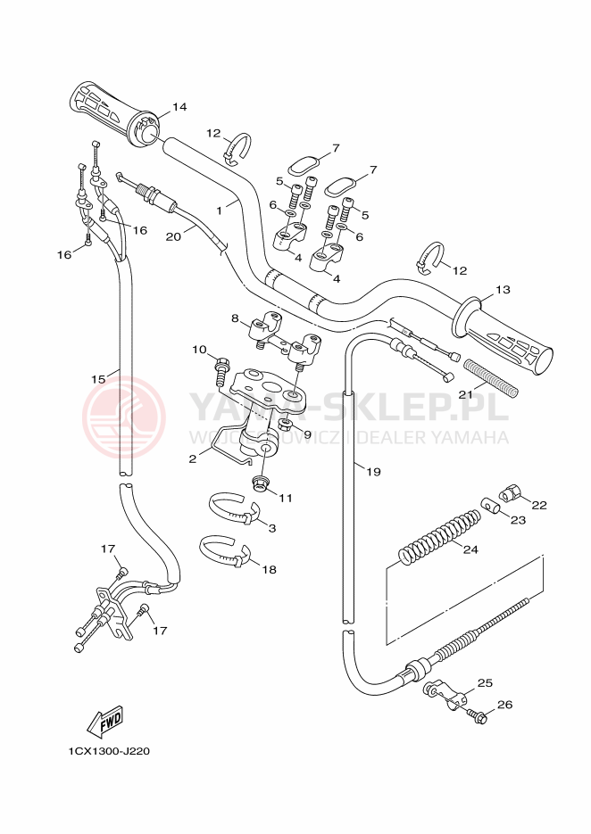 Schemat "Kierownica i osprzęt" do Yamaha BWS 125