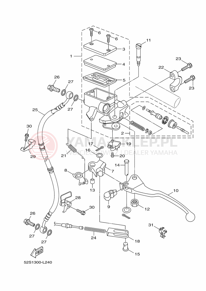 Schemat "Pompa hamulcowa przednia" do Yamaha XENTER 150