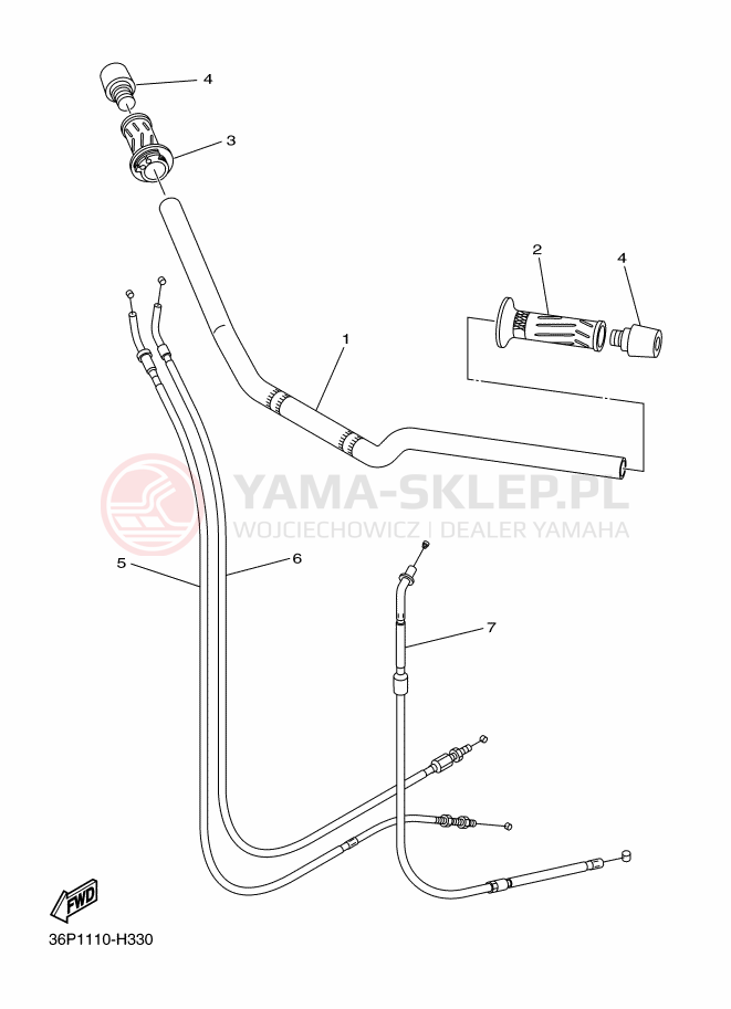 Schemat "Kierownica i osprzęt" do Yamaha DIVERSION