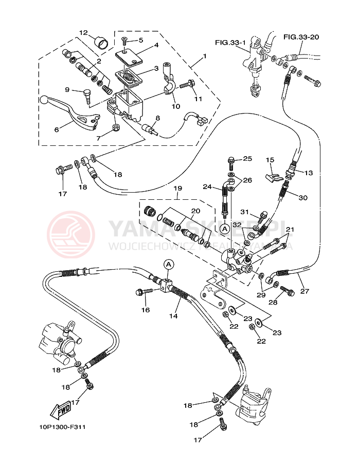 Schemat "Pompa hamulcowa przednia" do Yamaha YFM350R