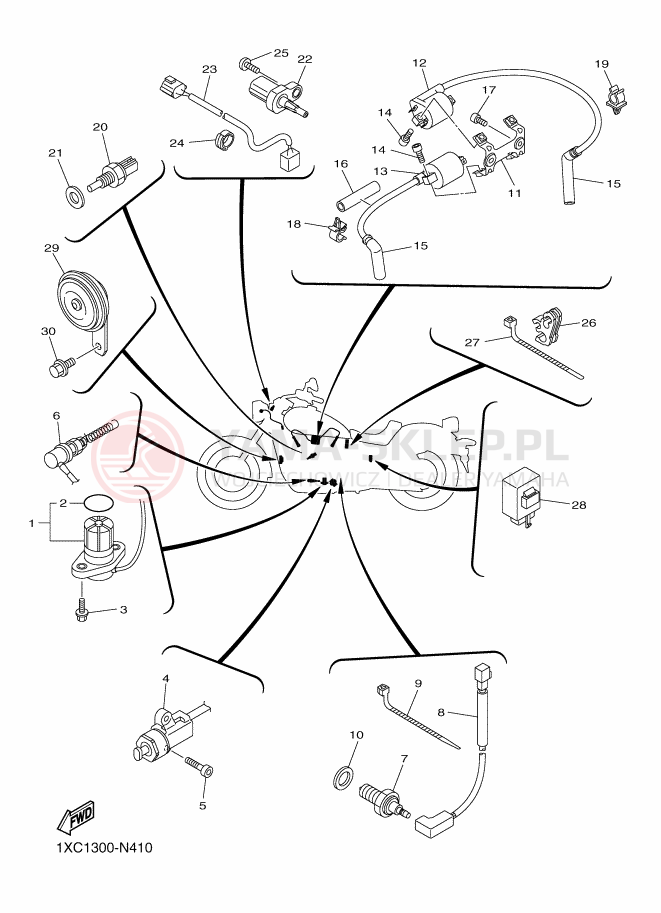 Schemat "układ elektryczny" do Yamaha XV950