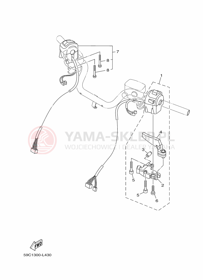 Schemat "Kierownica i osprzęt" do Yamaha TMAX