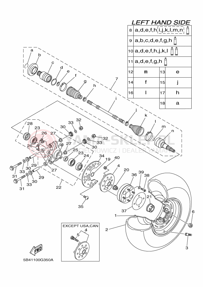 Schemat "Koło tył" do Yamaha RHINO 700 FI