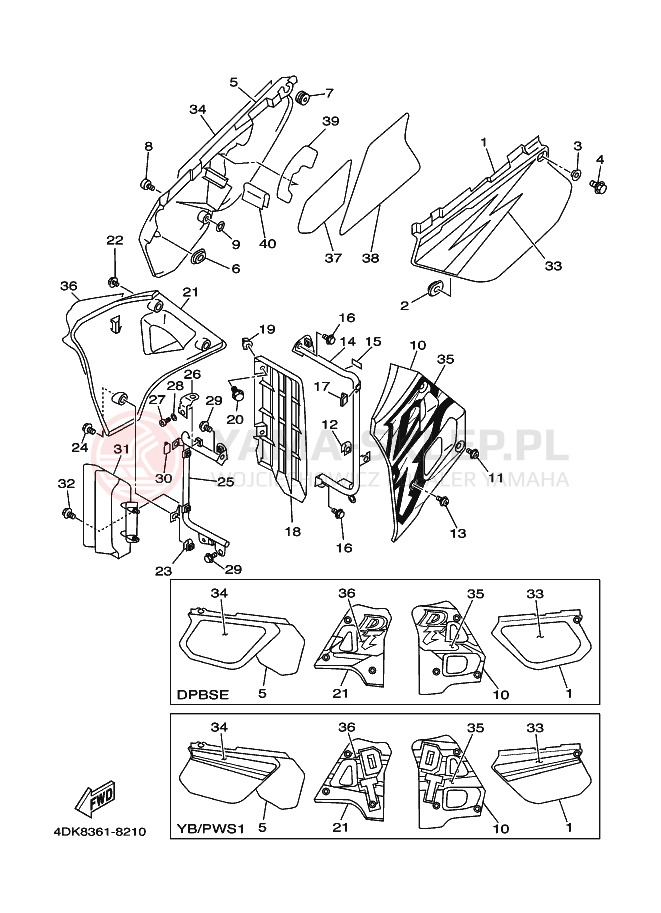 Schemat "Pokrywa boczna" do Yamaha DT125RE