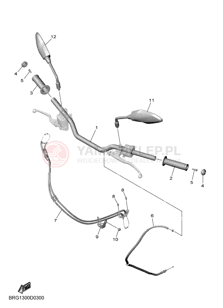 Schemat "Kierownica i osprzęt" do Yamaha MT-03