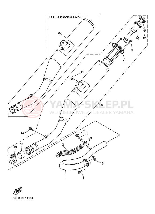 Schemat "Wydech końcowy" do Yamaha WR400F