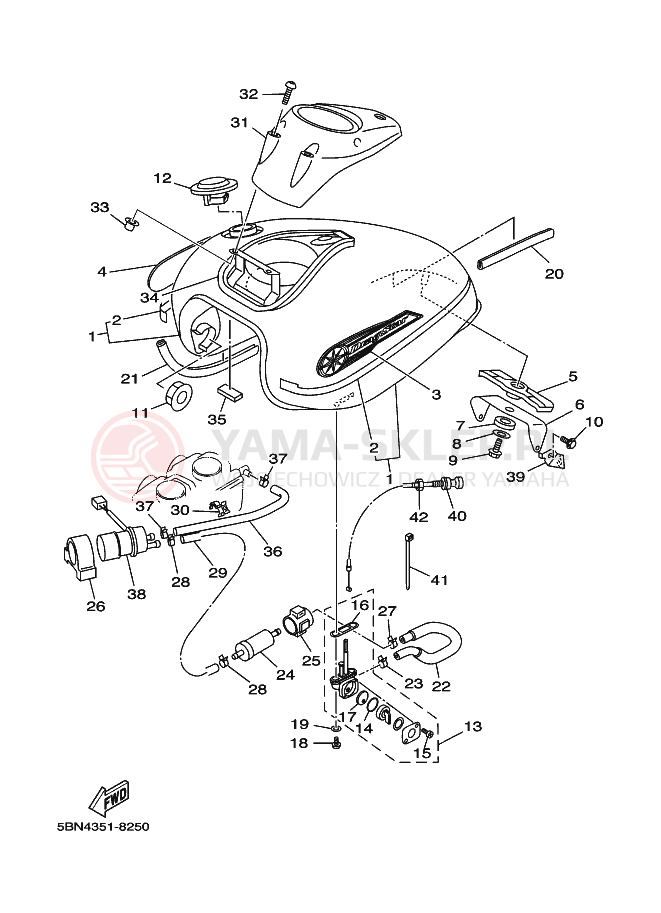 Schemat "zbiornik paliwa" do Yamaha XVS650A DRAGSTAR CLASSIC
