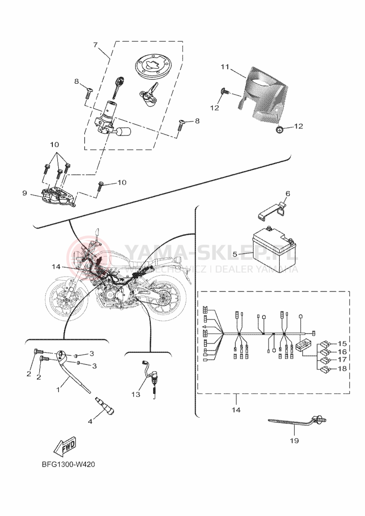 Schemat "układ elektryczny" do Yamaha XSR125 LEGACY