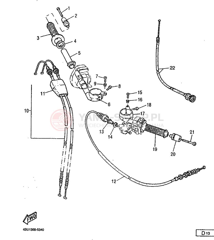 Schemat "Kierownica i osprzęt" do Yamaha SRZ660