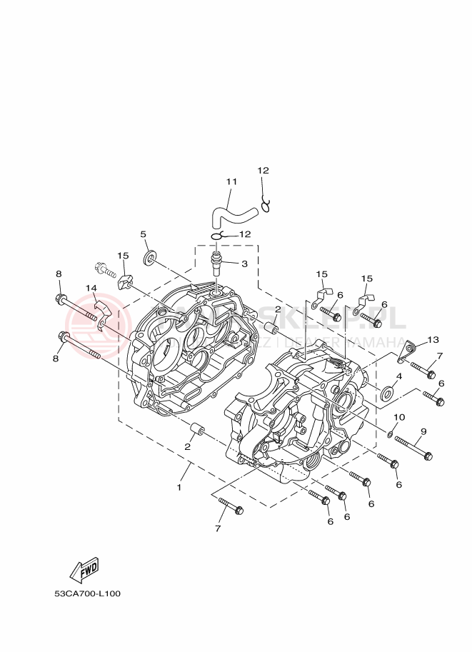 Schemat "Obudowa silnika" do Yamaha AG200F