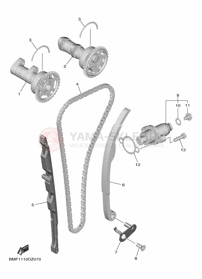 Schemat "Wałek rozrządu" do Yamaha YZ250F