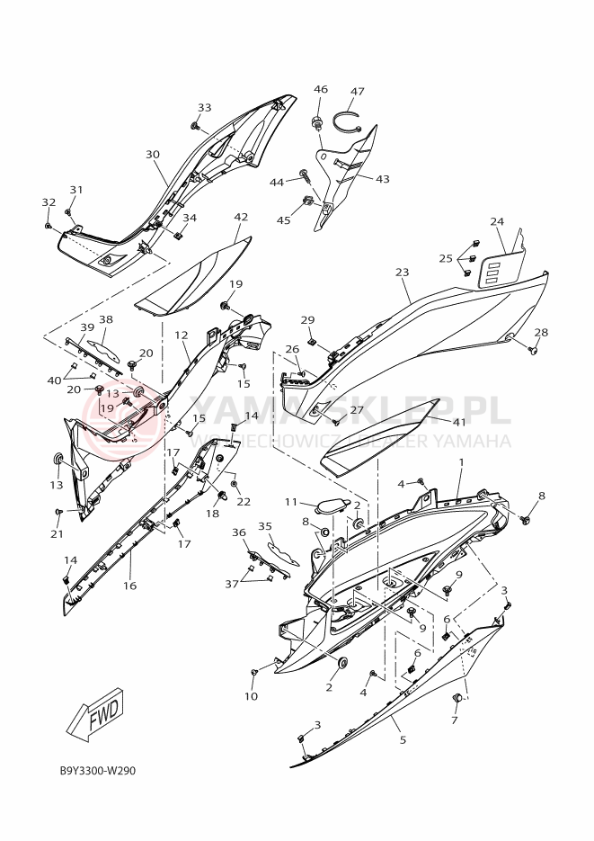 Schemat "Stopka postojowa i podnóżki" do Yamaha XMAX 125