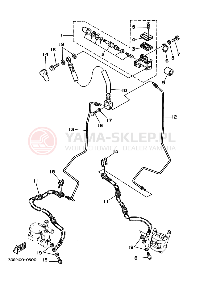 Schemat "Pompa hamulcowa przednia" do Yamaha YFZ350