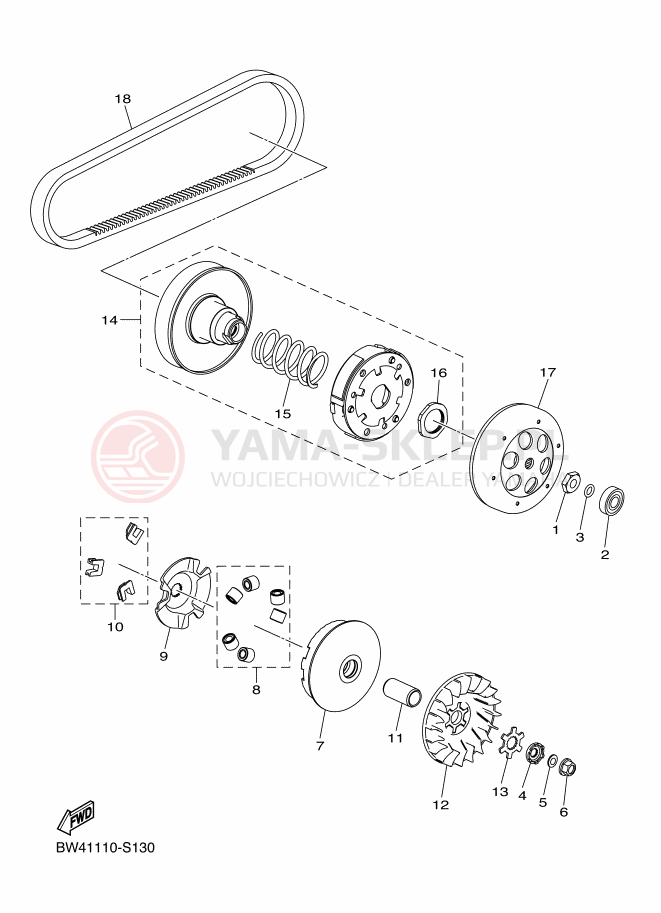 Schemat "sprzęgło" do Yamaha YFZ50