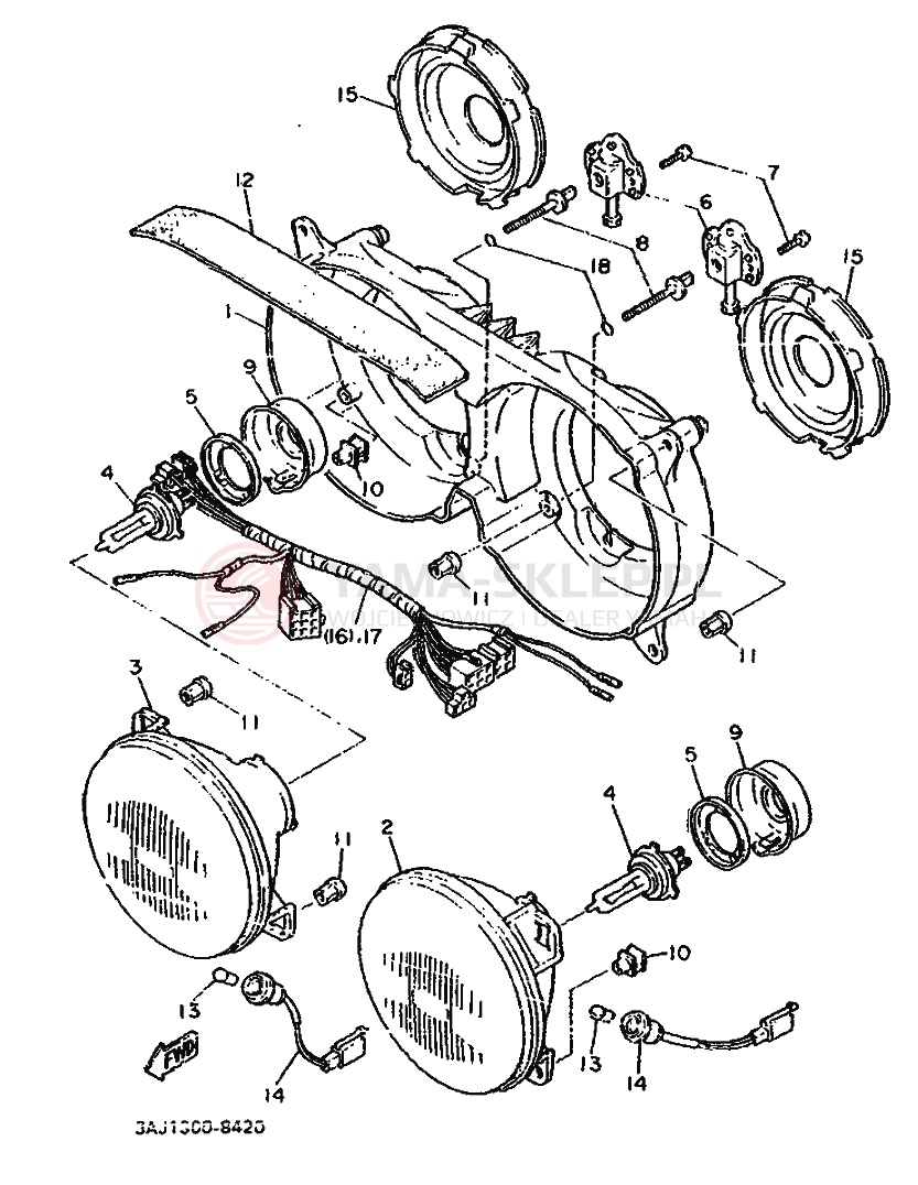 Schemat "Lampa przód" do Yamaha XT600Z TENERE