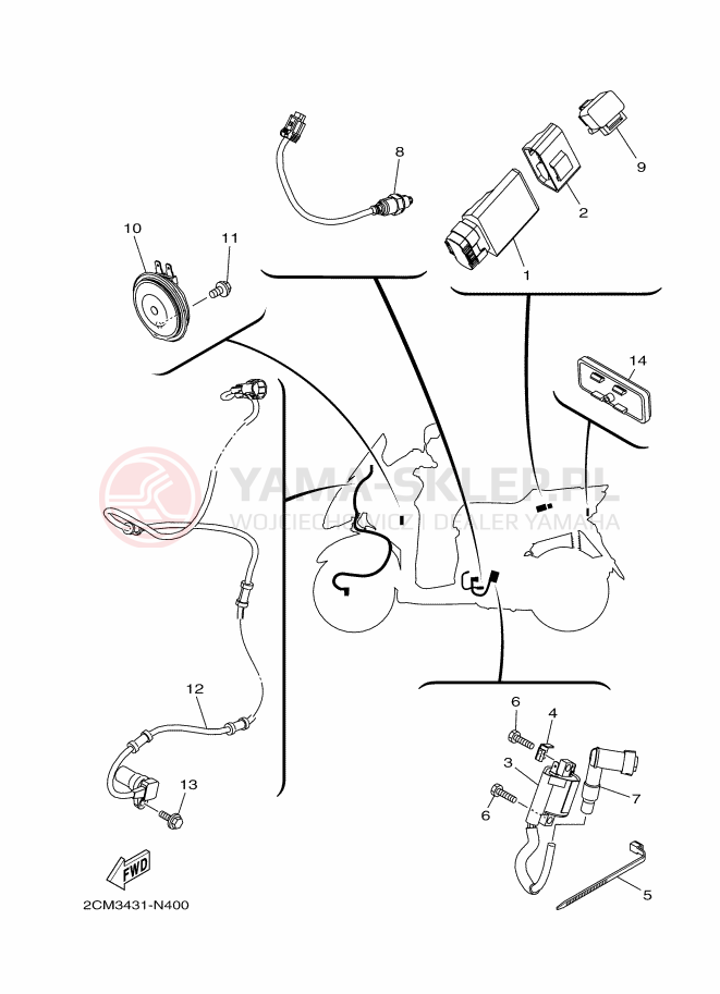 Schemat "układ elektryczny" do Yamaha TRICITY 125