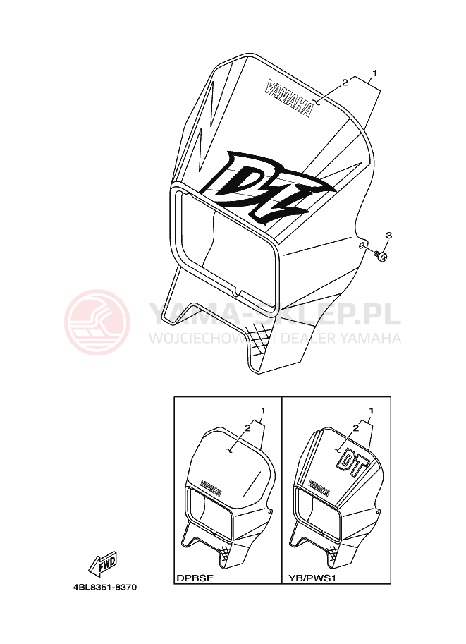Schemat "elementy nadwozia" do Yamaha DT125R