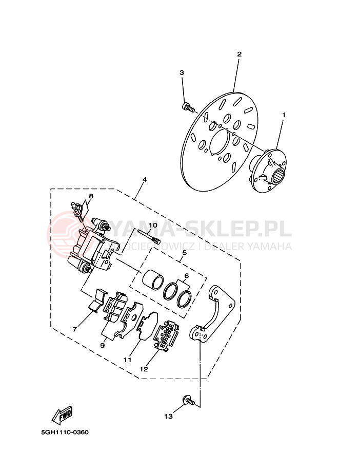 Schemat "Koło tył" do Yamaha YFM400FA