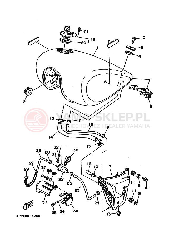Schemat "zbiornik paliwa" do Yamaha XV1100 VIRAGO