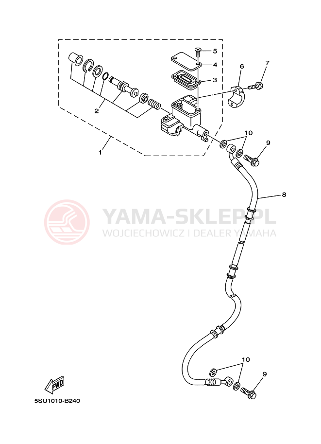 Schemat "Pompa hamulcowa przednia" do Yamaha CV50R JOG R